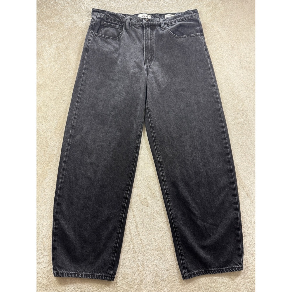 FRAME Womens Low Slung Barrel LSEL511 Black Jeans 30 Meas: 34x29
